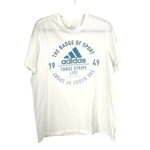 Adidas Amplifier Tee White/Blue Logo T-Shirt Mens Large 100% Cotton Sportswear C